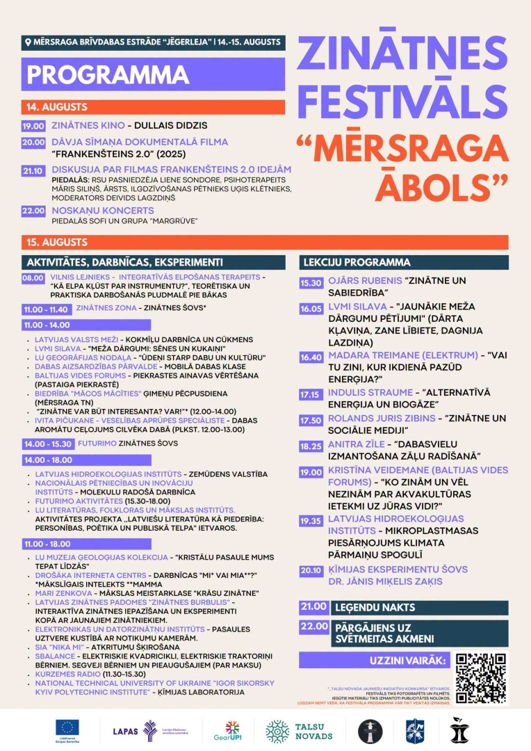 zinātnes festivāla "Mērsraga ābols" programma