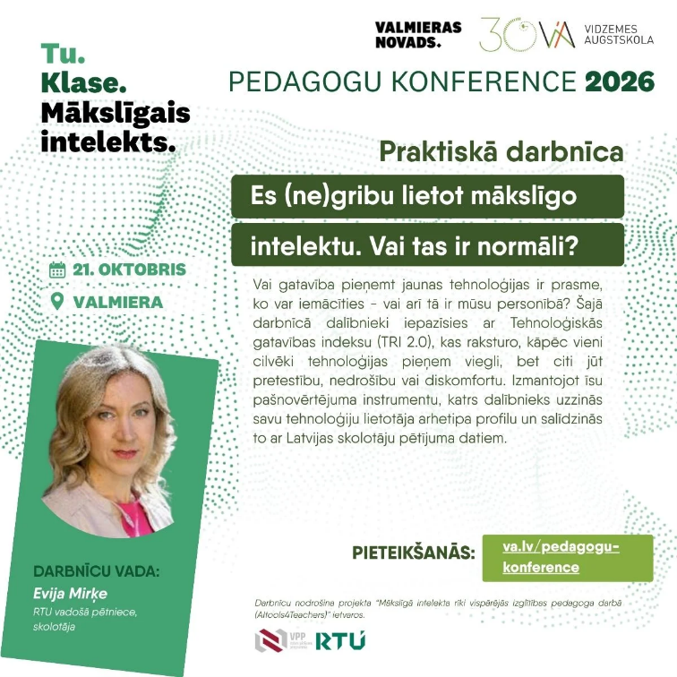 Tu. Klase. Mākslīgais intelekts. Praktiskās darbnīcas "Es (ne)gribu lietot mākslīgo intelektu. Vai tas ir normāli?" baneris