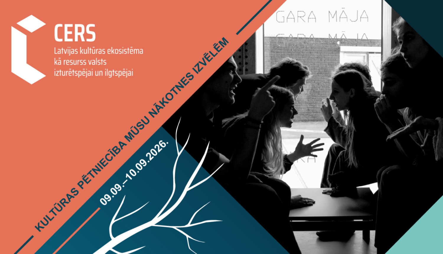 Valsts pētījumu programmas projekta "Latvijas kultūras ekosistēma kā resurss valsts izturētspējai un ilgtspējai" / CERS noslēguma konference “Kultūras pētniecība nākotnes izvēlēm” konferences afiša