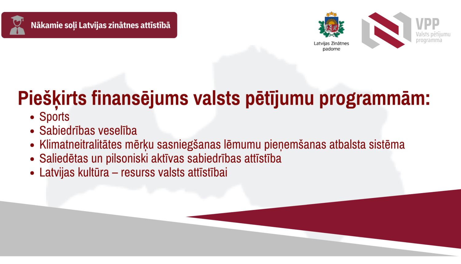 Piešķirts finansējums piecām valsts pētījumu programmām
