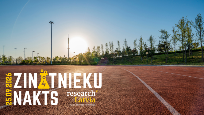Sporta laukums ar Zinātnieku nakts logo