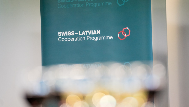 Šveices-Latvijas sadarbības programmas plakāts