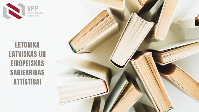 Valsts pētījumu programma par latviešu valodu. Attēlā vertikāli novietotas grāmatas skatāmas noaugšas