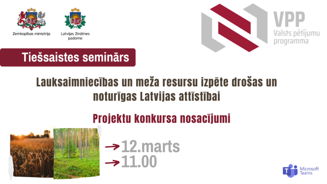 Tiešsaistes seminārs par VPP lauksaimniecības un meža resursu izpētei