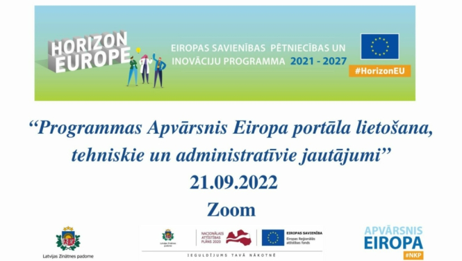 Aicinām uz semināru “Programmas Apvārsnis Eiropa portāla lietošana, tehniskie un administratīvie jautājumi”