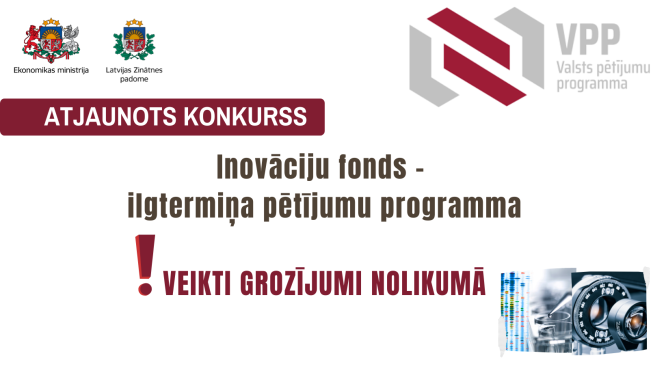 VPP Inovāciju fonda konkurss atjaunots