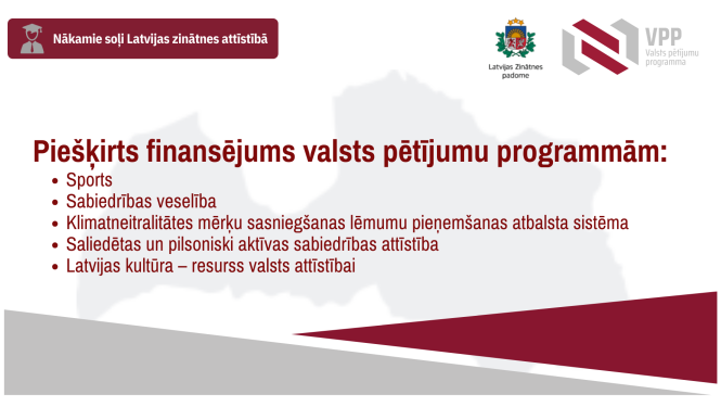 Piešķirts finansējums piecām valsts pētījumu programmām