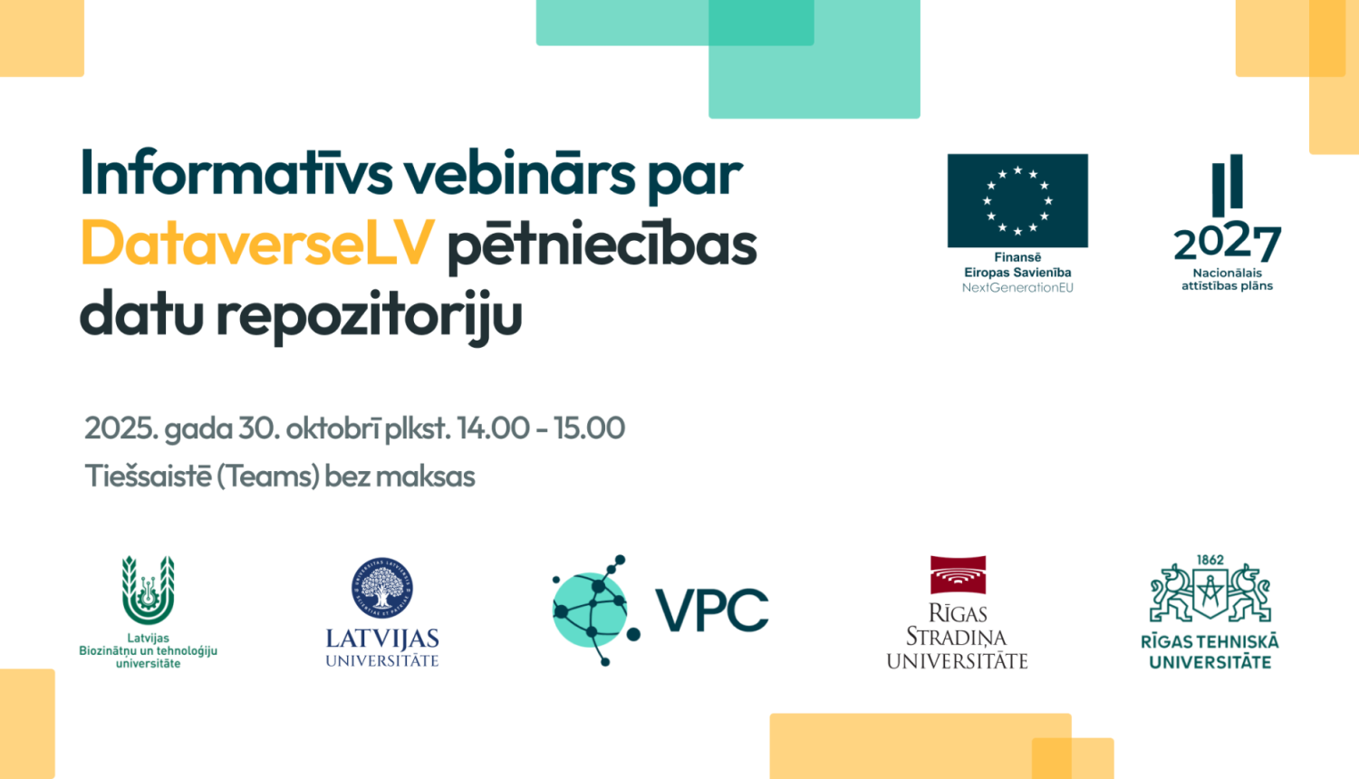 DataVerse seminārs 30. oktobrī