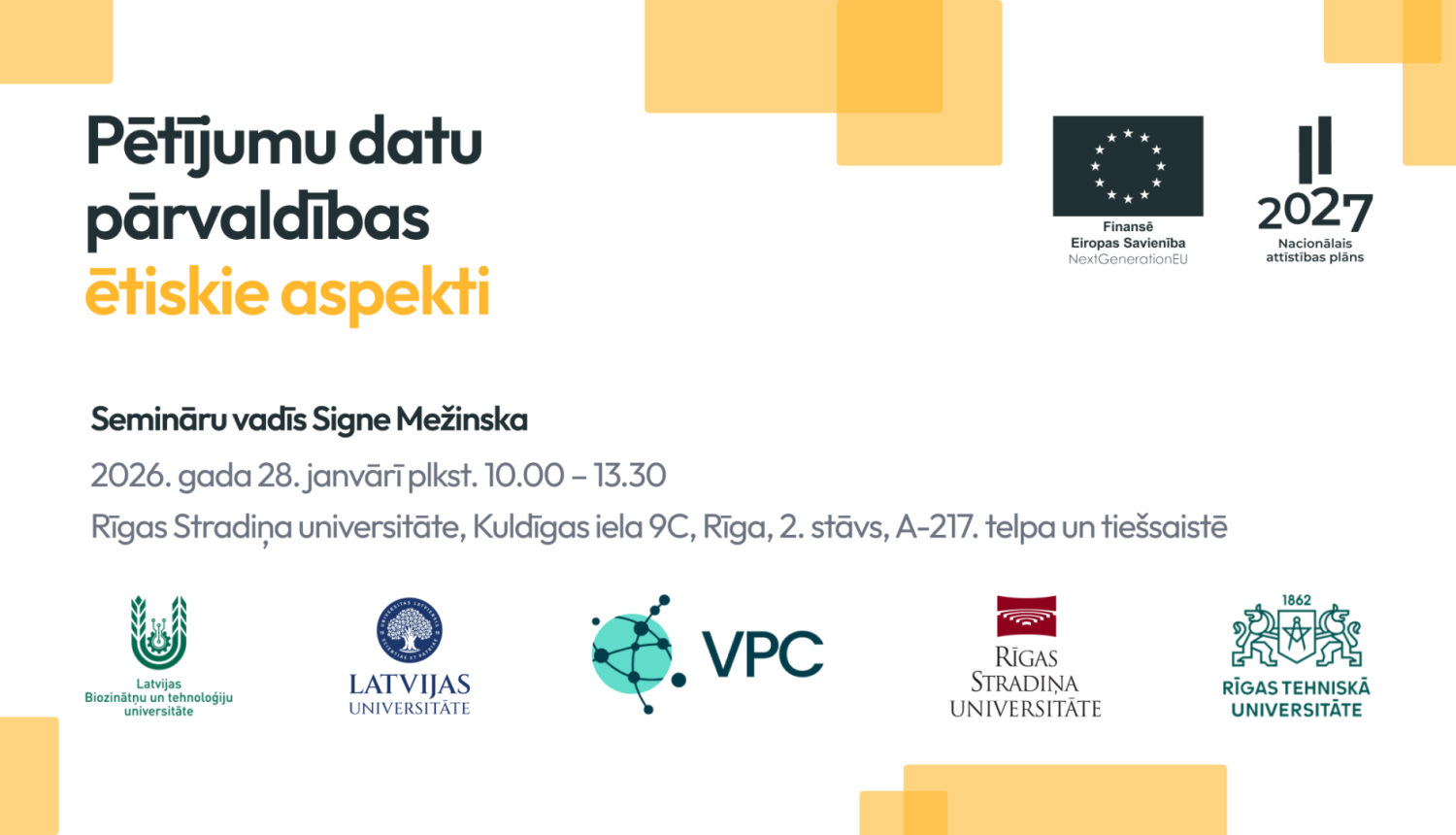 Pētījumu datu pārvaldība - seminārs