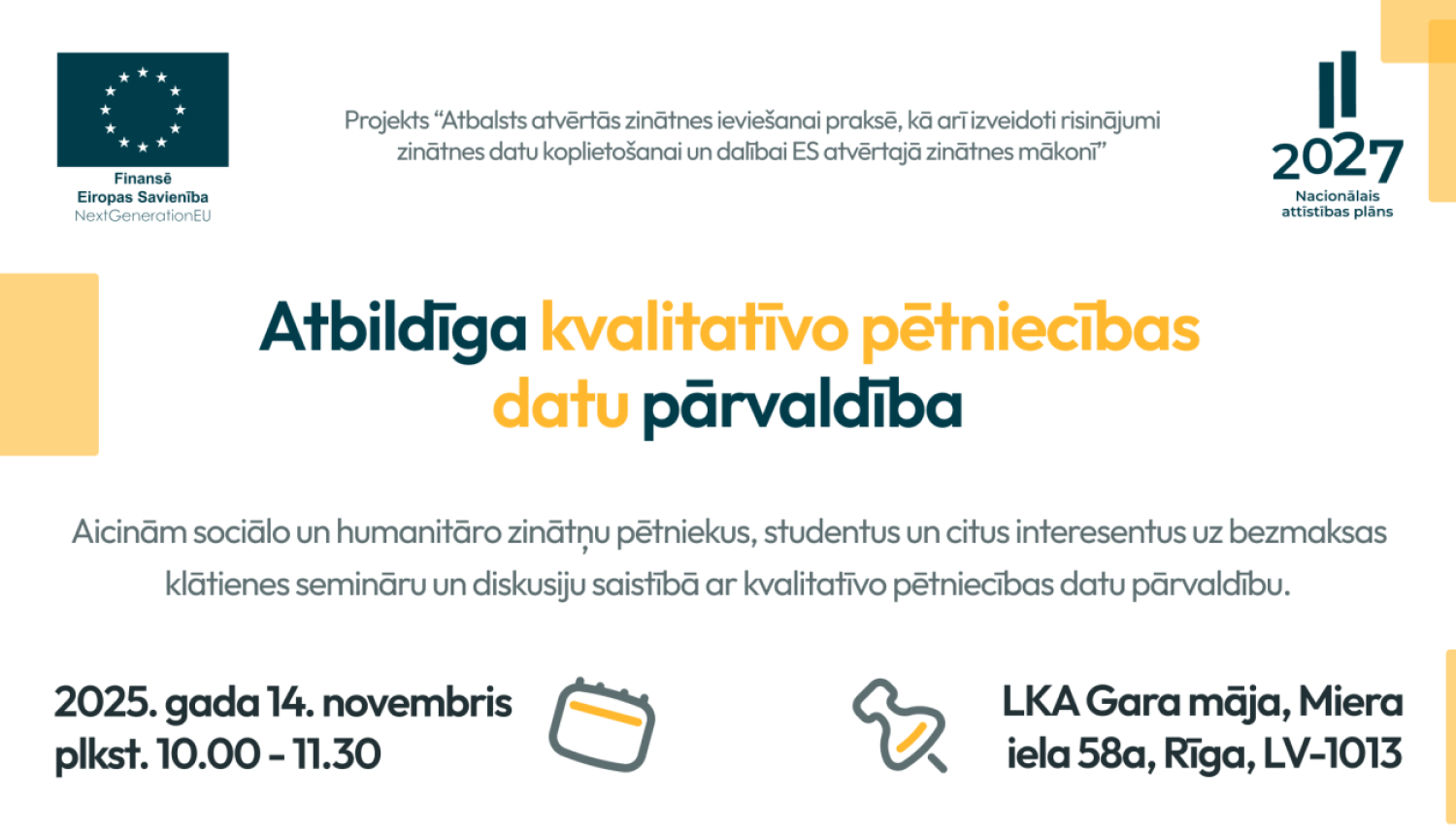 Seminārs par datu pārvaldību