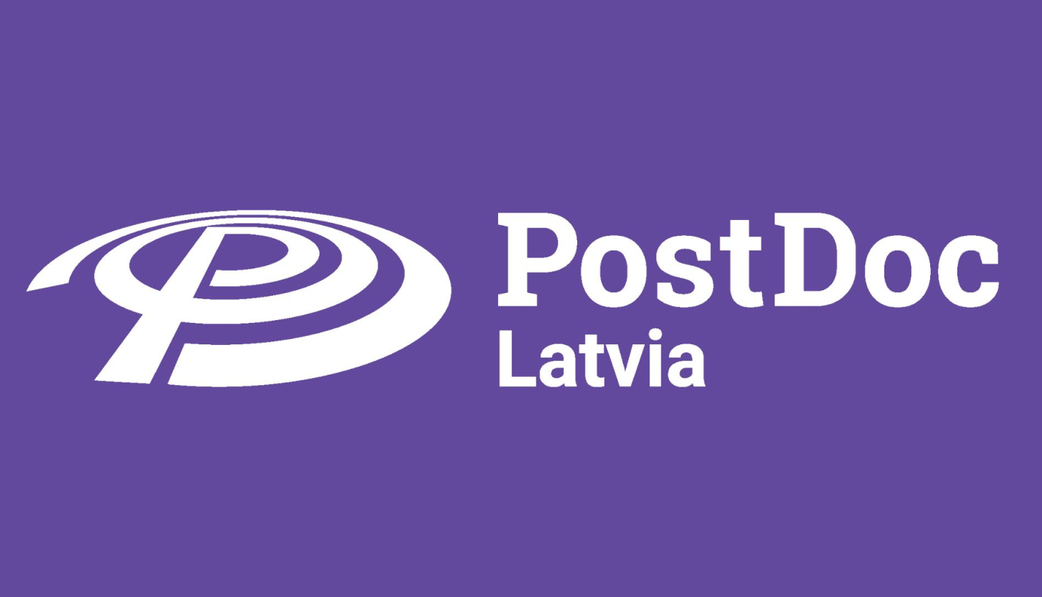 PostDoc Latvia logo uz violeta fona